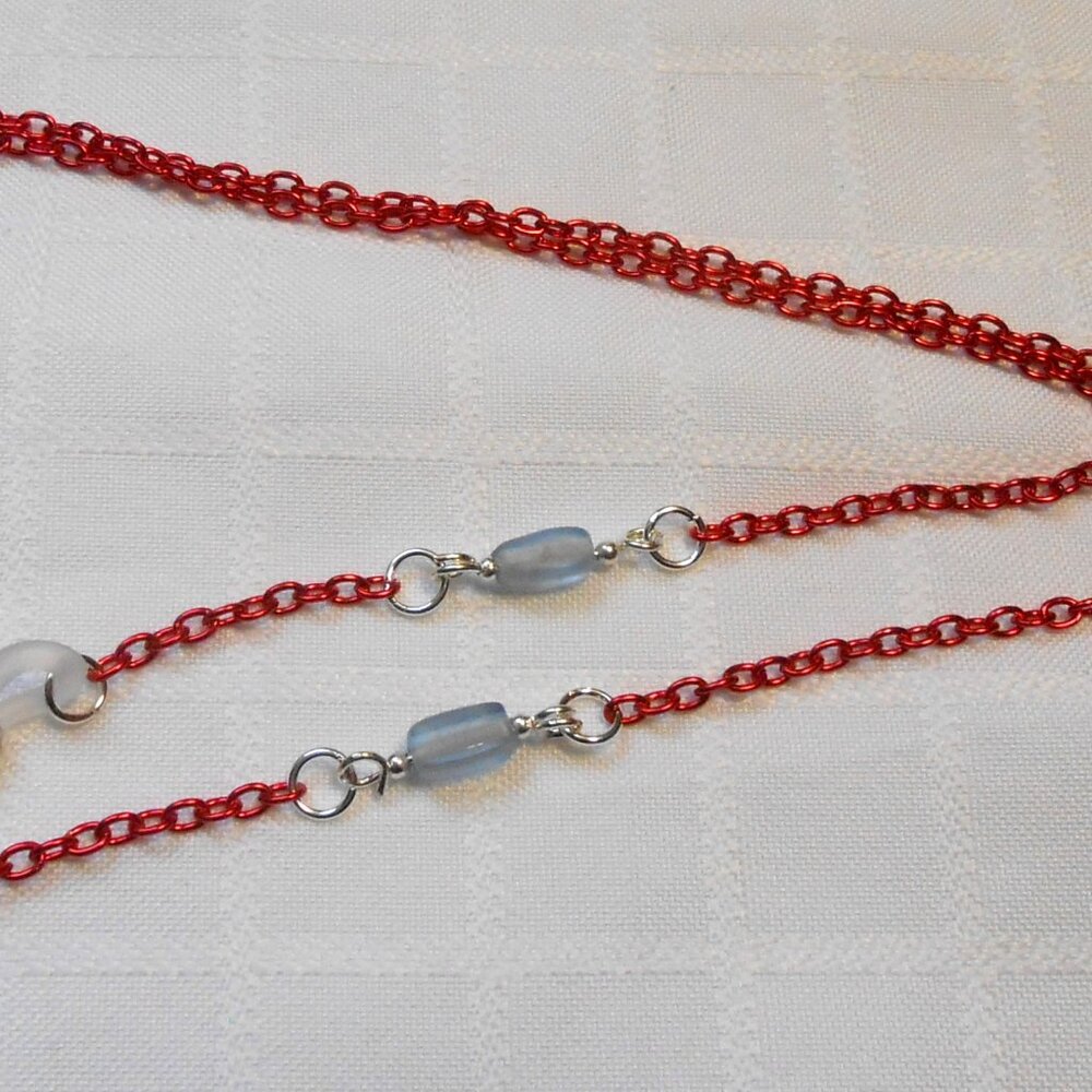 No. 22 - Two handmade eyeglass chains, one gunmetal color, one red color